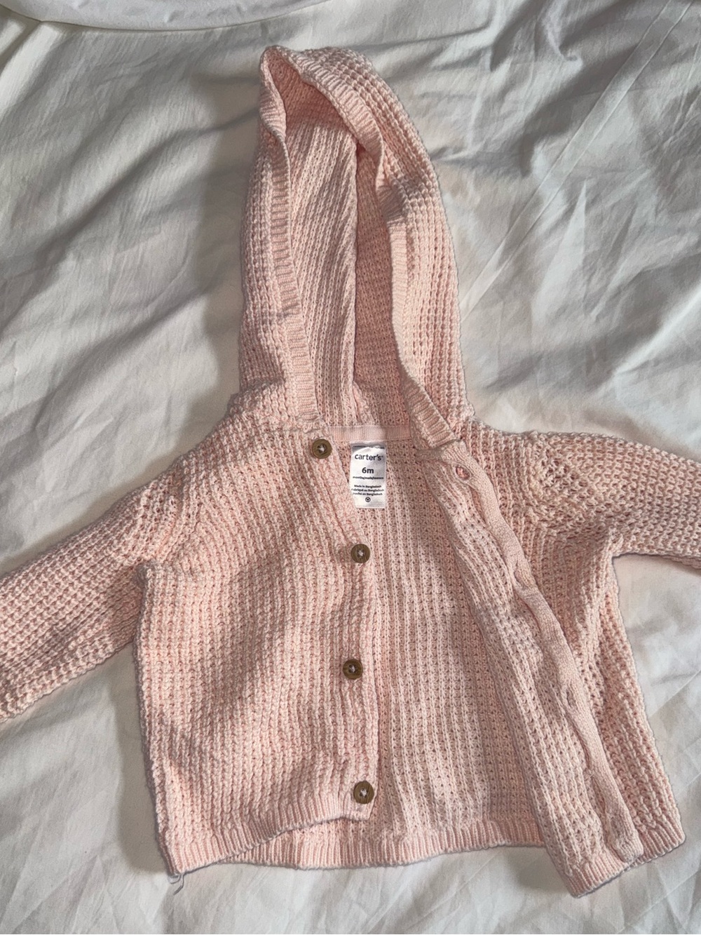 Carter's Light Pink Hooded Knit Cardigan